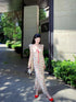 Printed Sleeveless Frills Straps Long Dresses